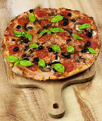 Image showing Pepperoni and Mushrooms Pizza