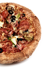 Image showing Pepperoni and Black Olives Pizza