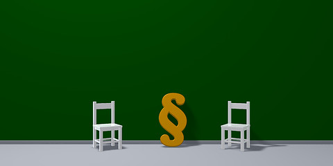 Image showing paragraph symbol and two chairs - 3d rendering