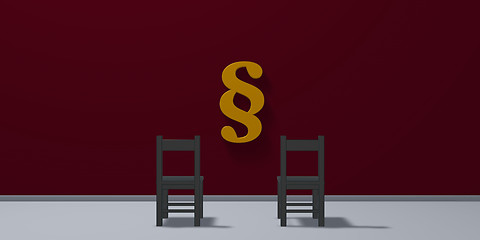 Image showing paragraph symbol and two chairs - 3d rendering