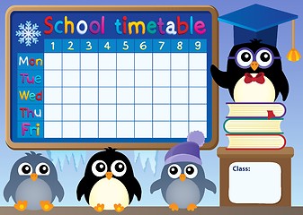 Image showing School timetable with penguins