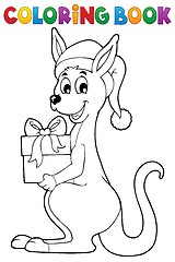 Image showing Coloring book Christmas kangaroo