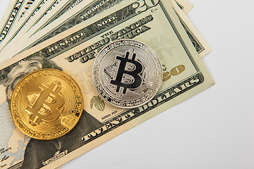 Image showing Bitcoin coin with dollars