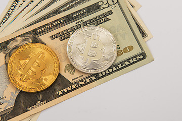 Image showing Bitcoin coin with dollars