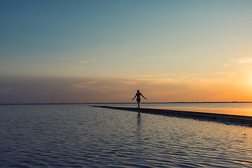 Image showing Beauty sunset on salty lake