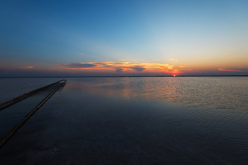 Image showing Beauty sunset on salty lake