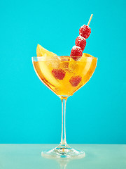 Image showing Fresh raspberry coctail on the restaurant table