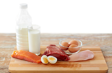 Image showing natural protein food on wooden table