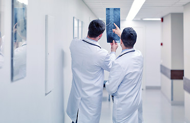 Image showing medics with spine x-ray scan at hospital