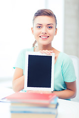 Image showing smiling student girl with tablet pc