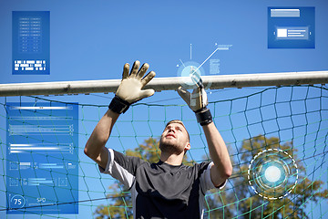 Image showing goalkeeper or soccer player at football goal