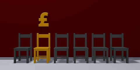 Image showing english pound symbol and row of chairs - 3d rendering