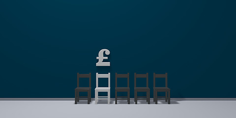 Image showing english pound symbol and row of chairs - 3d rendering