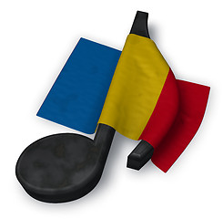 Image showing music note symbol and flag of romania - 3d rendering