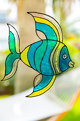 Image showing Window painting of fish