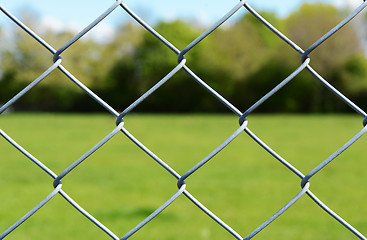 Image showing Metal chain-link fence