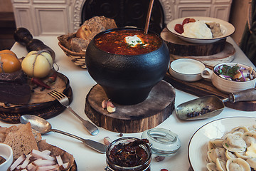 Image showing Russian food table