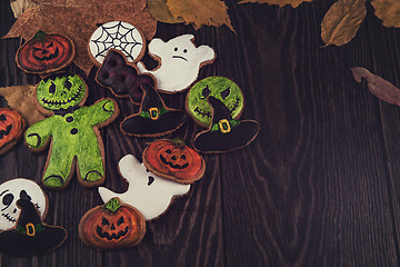 Image showing Homemade delicious ginger biscuits for Halloween