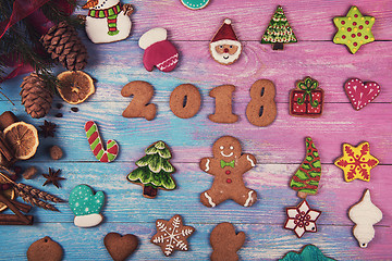 Image showing Gingerbreads for new 2018 years