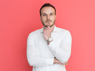 Image showing man isolated over a red background