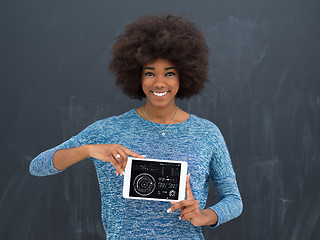 Image showing Happy African American Woman Using Digital Tablet