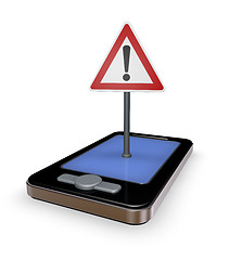 Image showing smartphone mit verkehrszeichen achtung