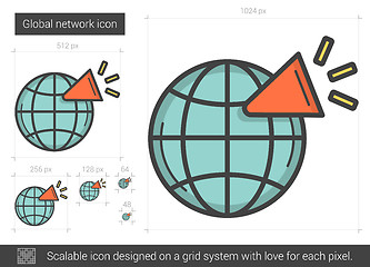 Image showing Global network line icon.