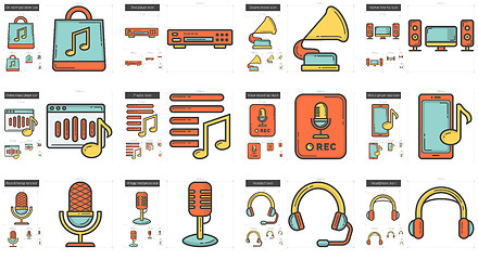 Image showing Music line icon set.