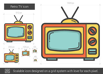 Image showing Retro TV line icon.