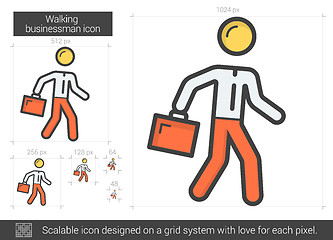 Image showing Walking businessman line icon.