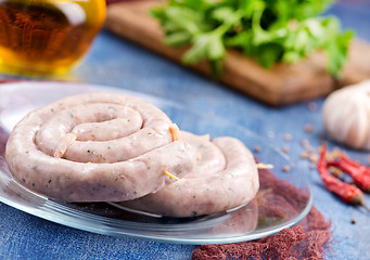 Image showing raw sausages