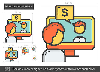 Image showing Video conference line icon.