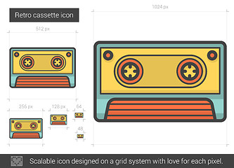 Image showing Retro cassette line icon.