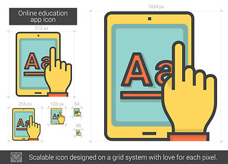 Image showing Online education app line icon.