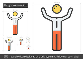 Image showing Happy businessman line icon.