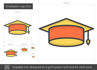 Image showing Graduation cap line icon.