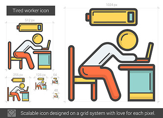 Image showing Tired worker line icon.