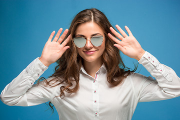 Image showing The young woman\'s portrait with happy emotions