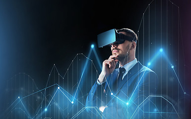 Image showing businessman with virtual reality headset and chart