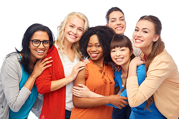 Image showing international group of happy women hugging