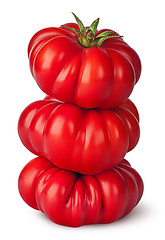 Image showing Stack of fresh heirloom tomatoes