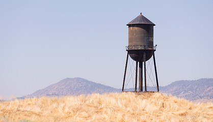 Image showing Beautiful Black White and Blue Water Storage Tower