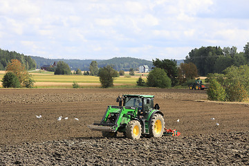 Image showing Tractors on Tillage in Autumn