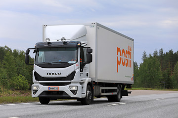 Image showing White Iveco Eurocargo Delivery Truck of Finnish Posti