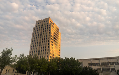 Image showing Clouds Roll In North Dakota Capital Building Bismarck