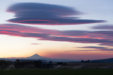 Image showing Dramatic Sky Clouds Evening Sunset Mount Jefferson Central Orego