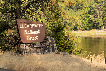 Image showing Clearwater National Forest Sign Department of Agriculture