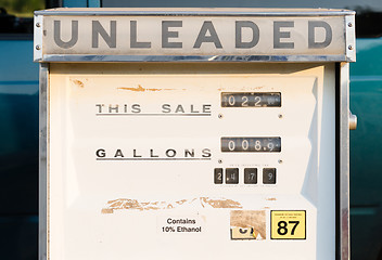 Image showing Gas Pump Unleaded Mechanical Vintage Obsolete Equipment