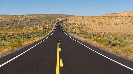 Image showing Open Road Vertical Dark Asphalt Two Lane Road Twin Lane Highway