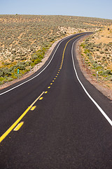 Image showing Open Road Vertical Dark Asphalt Two Lane Road Twin Lane Highway